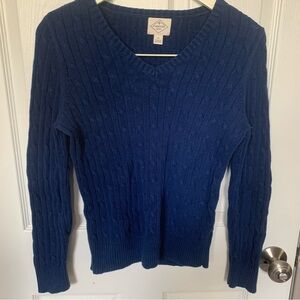 St. John's Bay Navy Cable Knit V-Neck Sweater